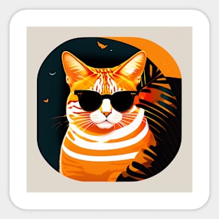 Cute Cat on shades for cat lover Sticker